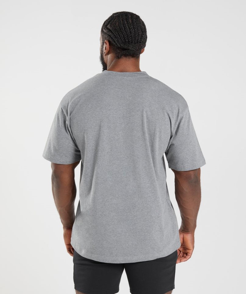 Koszulki Gymshark Essential Oversized Męskie Szare | PL 379VPE